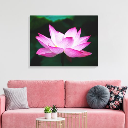 Prachtige roze Lotus Flower Bloom Canvas Afdruk (Insitu (Woonkamer))