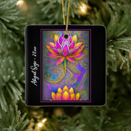 Prachtige roze  Lotus Flowers Kerstmis Keramisch Ornament