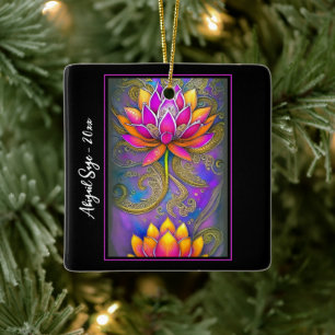 Prachtige roze  Lotus Flowers Kerstmis Keramisch Ornament