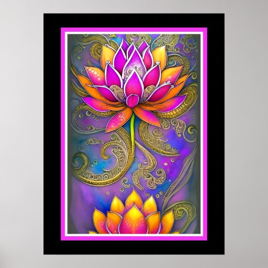 Prachtige, roze, Lotus Flowers Poster (Voorkant)