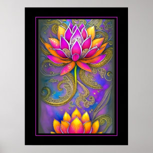 Prachtige, roze, Lotus Flowers Poster