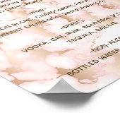 Prachtige roze Marble Drinken Menú Poster (Hoek)
