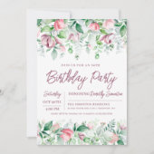 Prachtige roze Mauve Floral 80e verjaardag Kaart (Voorkant)