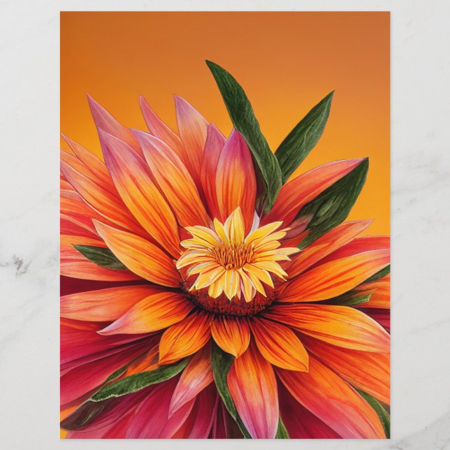 Prachtige roze, oranje en gele bloem (Voorkant)