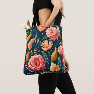 Prachtige roze, Oranje en rode ventilatorpatronen Tote Bag