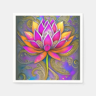 Prachtige, roze, Oranje  Lotus Flower Servet