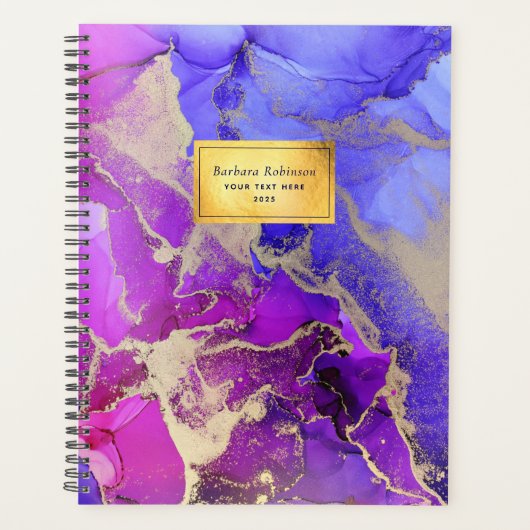 Prachtige roze Paarse gouden Abstracte inktpatrone Planner (Voorkant)