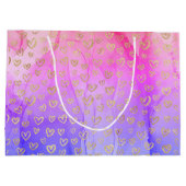 Prachtige roze Paarse gouden harten Groot Cadeauzakje (Achterkant)