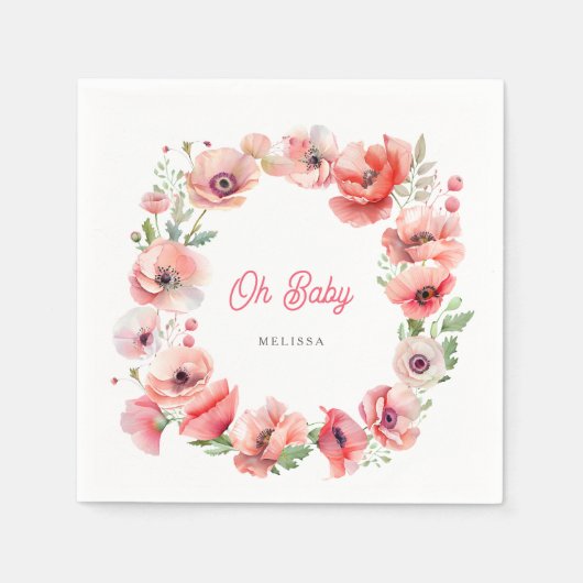 Prachtige roze papaver Oh Baby Servet (Voorkant)