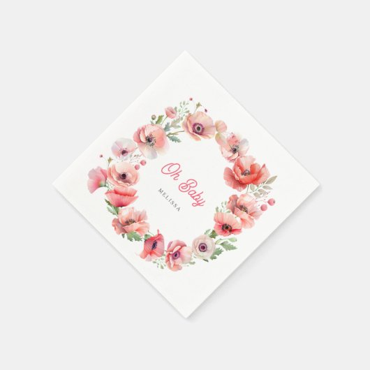 Prachtige roze papaver Oh Baby Servet (Hoek)