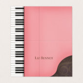 Prachtige roze piano-muzikant leraar visitekaartje (Buitenkant ongevouwen)