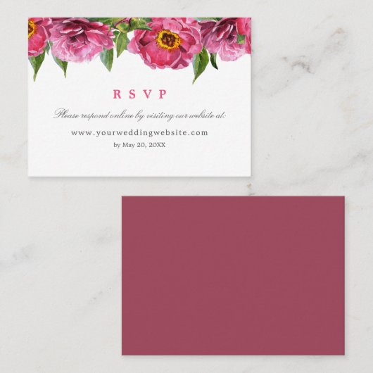 Prachtige roze pink Weddenschap RSVP Online Websit Visitekaartje (Voorkant / Achterkant)