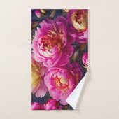Prachtige roze pioenen met gouden accenten bad handdoek (Handdoek)