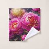 Prachtige roze pioenen met gouden accenten bad handdoek (Wasdoekje)