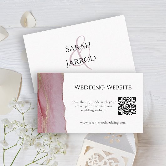 Prachtige roze QR Wedding Website Kaart Visitekaartje