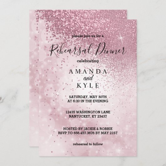 Prachtige roze repetitie: Uitnodiging (Voorkant / Achterkant)