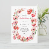 Prachtige roze rode papaverbachelordouche kaart (Staand voorkant)