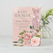 Prachtige roze Roos Gold Baby shower Kaart (Staand voorkant)