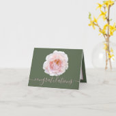 Prachtige Roze Roos Groene Achtergrond Felicitatie Kaart (Gele Bloem)