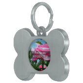 Prachtige roze roos in de blauwe lucht. Florale fo Huisdieren Naamplaatje (Voorkant Rechts)