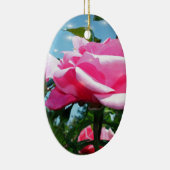 Prachtige roze roos in de blauwe lucht. Florale fo Keramisch Ornament (Rechts)