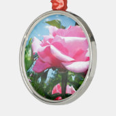 Prachtige roze roos in de blauwe lucht. Florale fo Metalen Ornament (Links)