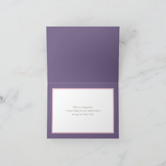 Prachtige roze roos Paarse achtergrond Gefelicitee Kaart (Binnen)