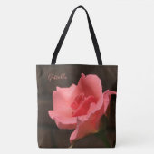 Prachtige roze roze roos, personaliseer met naam tote bag (Voorkant)