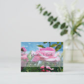 Prachtige roze roze roze bloemen in blauw sky prof visitekaartje (Staand voorkant)