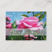 Prachtige roze roze roze bloemen in blauw sky prof visitekaartje (Achterkant)
