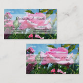 Prachtige roze roze roze bloemen in blauw sky prof visitekaartje (Voorkant / Achterkant)