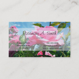 Prachtige roze roze roze bloemen in blauw sky prof visitekaartje