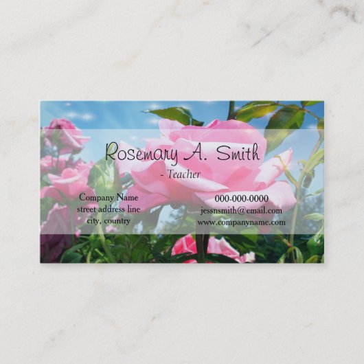 Prachtige roze roze roze bloemen in blauw sky prof visitekaartje (Voorkant)