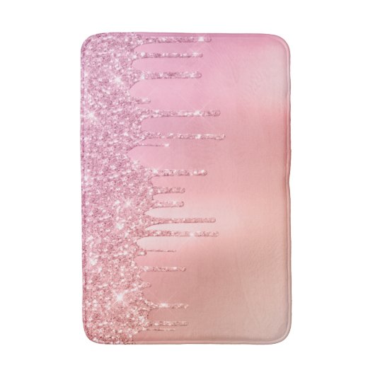 Prachtige roze roze roze goud en koperglitterdrupp badmat (Voorkant Verticaal)