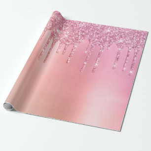 Prachtige roze roze roze goud en koperglitterdrupp cadeaupapier
