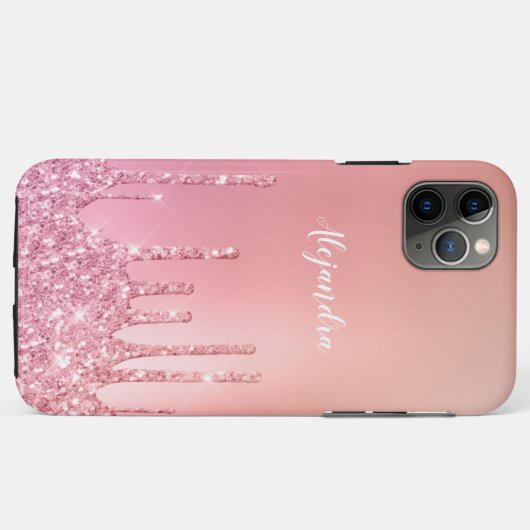 Prachtige roze roze roze goud en koperglitterdrupp Case-Mate iPhone case (Achterkant (horizontaal))