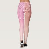 Prachtige roze roze roze goud en koperglitterdrupp leggings (Achterkant)