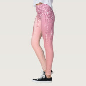 Prachtige roze roze roze goud en koperglitterdrupp leggings (Links)