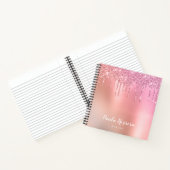 Prachtige roze roze roze goud en koperglitterdrupp notitieboek (Binnen)