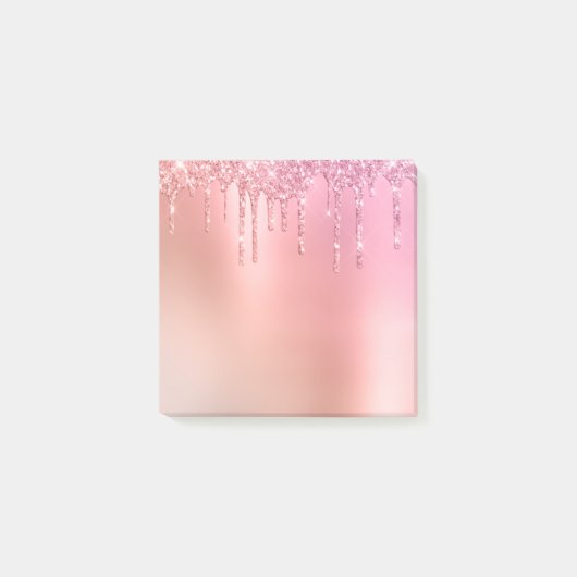Prachtige roze roze roze goud en koperglitterdrupp post-it® notes (Voorkant)
