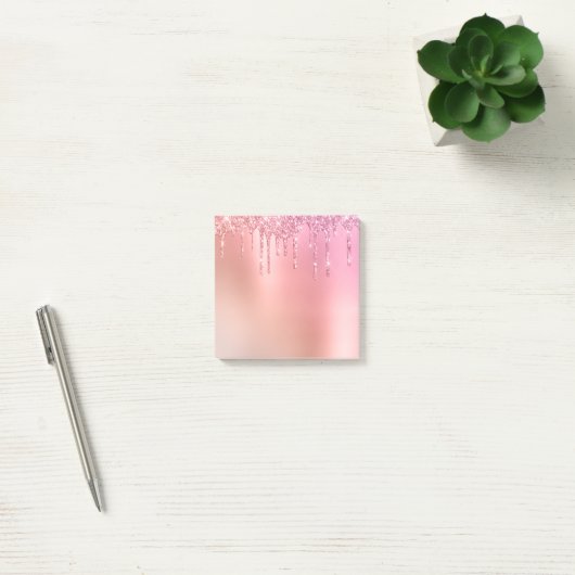 Prachtige roze roze roze goud en koperglitterdrupp post-it® notes (Kantoor)