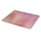 Prachtige roze roze roze goud en koperglitterdrupp snijplank (Hoek)