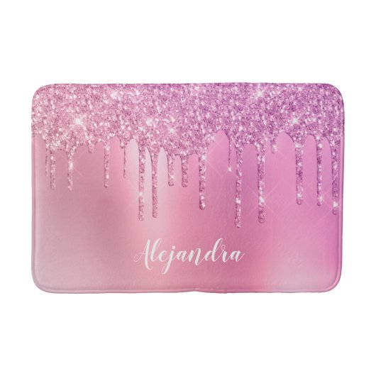 Prachtige roze roze roze goud en paarse glitterdru badmat (Voorkant)