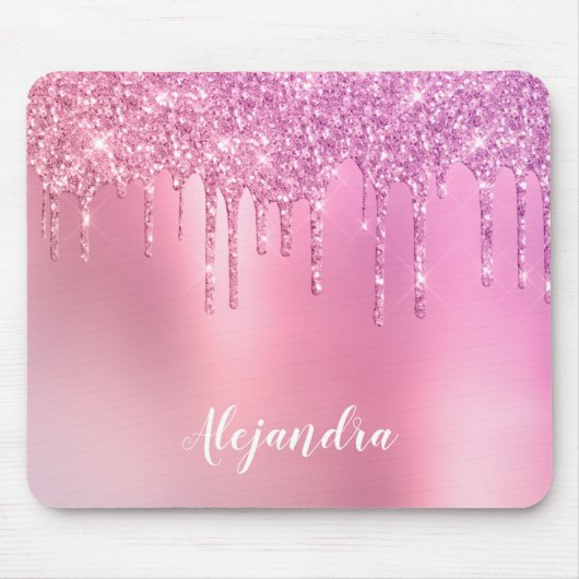 Prachtige roze roze roze goud en paarse glitterdru muismat (Voorkant)