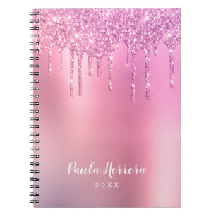 Prachtige roze roze roze goud en paarse glitterdru notitieboek