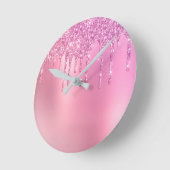 Prachtige roze roze roze goud en paarse glitterdru ronde klok (Hoek)