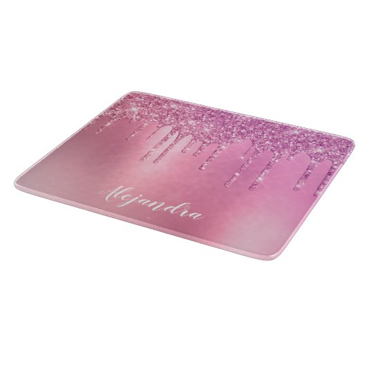 Prachtige roze roze roze goud en paarse glitterdru snijplank (Hoek)