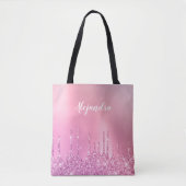 Prachtige roze roze roze goud en paarse glitterdru tote bag (Voorkant)