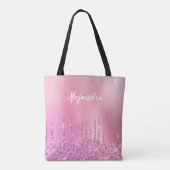 Prachtige roze roze roze goud en paarse glitterdru tote bag (Achterkant)