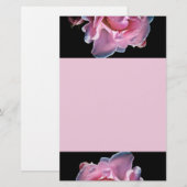 Prachtige roze roze roze op zwart briefpapier (Voorkant / Achterkant)